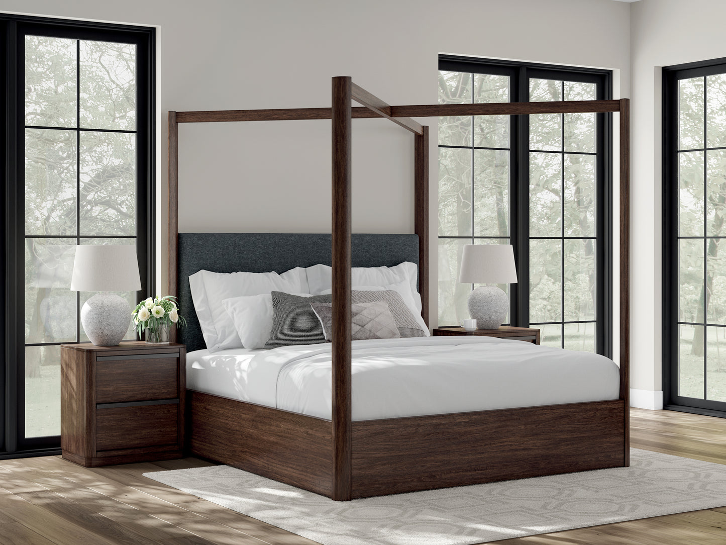 Myers Furniture Outlet - Ashley Furniture - Dilenno Bedroom - King Canopy Bed / Dark Brown - PCB857B6
