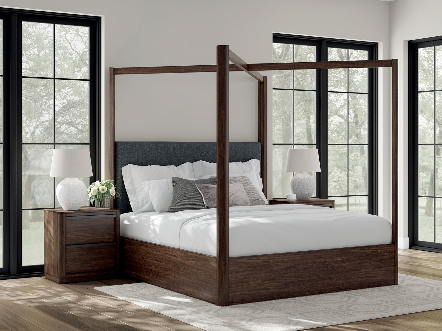 Myers Furniture Outlet - Ashley Furniture - Dilenno Bedroom - California King Canopy Bed / Dark Brown - PCB857B7