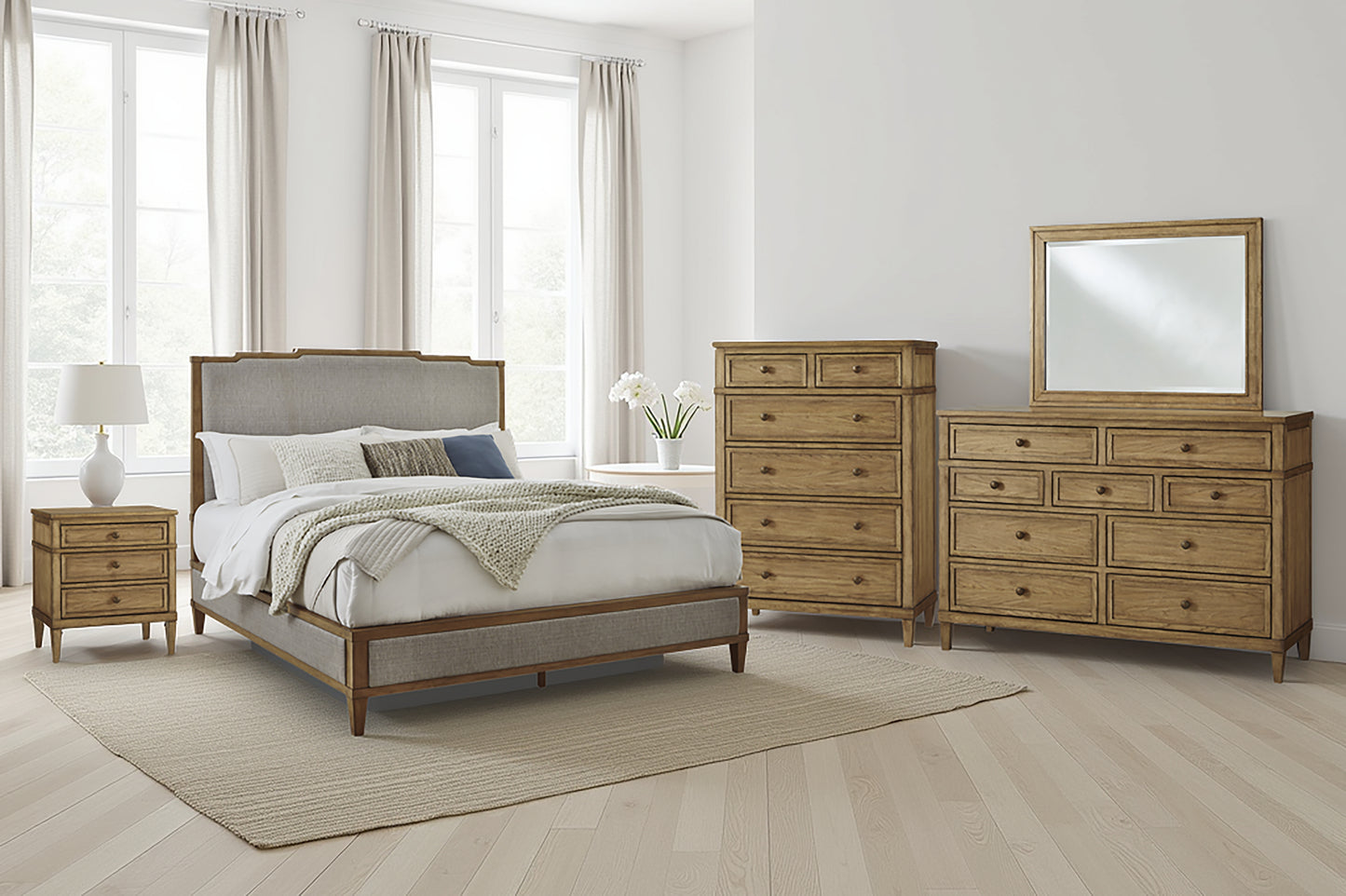 Myers Furniture Outlet - Ashley Furniture - Sharlance Bedroom - Queen Upholstered Panel Bed / Green/Brown - B895B2