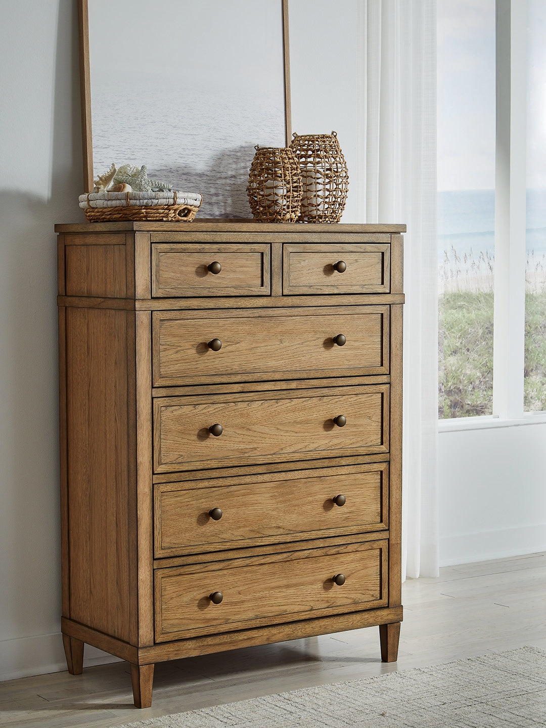 Myers Furniture Outlet - Ashley Furniture - Sharlance Bedroom - King Upholstered Panel Bed / Light Brown - B895B6
