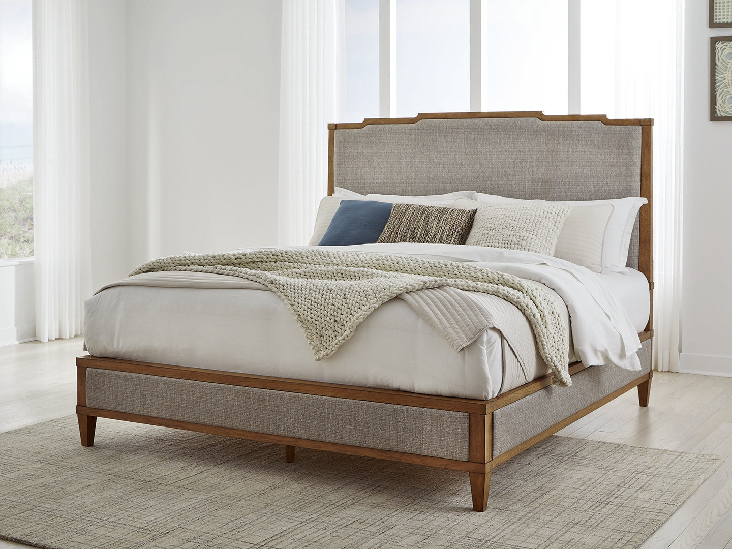 Myers Furniture Outlet - Ashley Furniture - Sharlance Bedroom - King Upholstered Panel Bed / Light Brown - B895B6