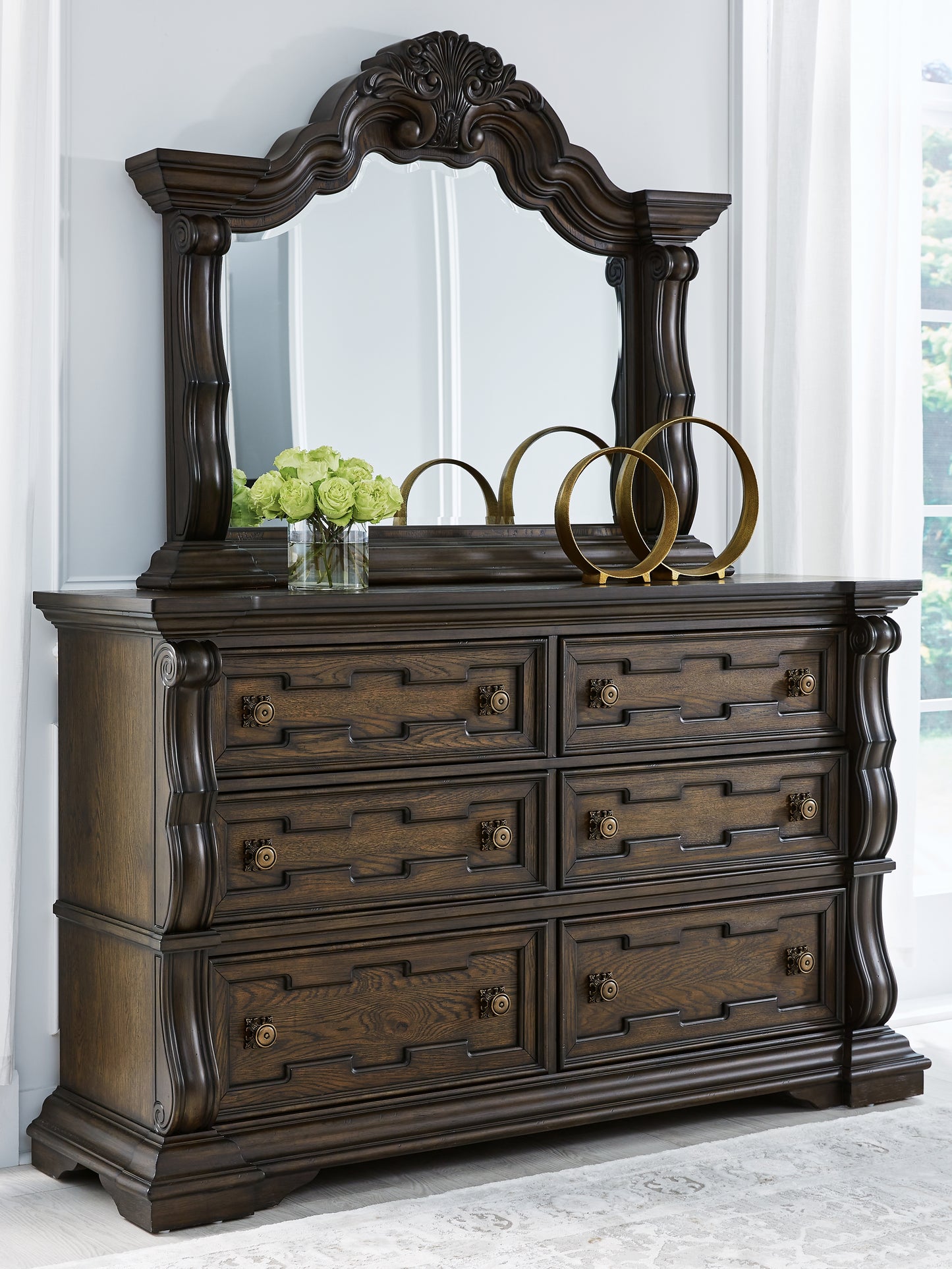 Myers Furniture Outlet - Ashley Furniture - Maylee Bedroom - Dresser and Mirror / Dark Brown - B947B1