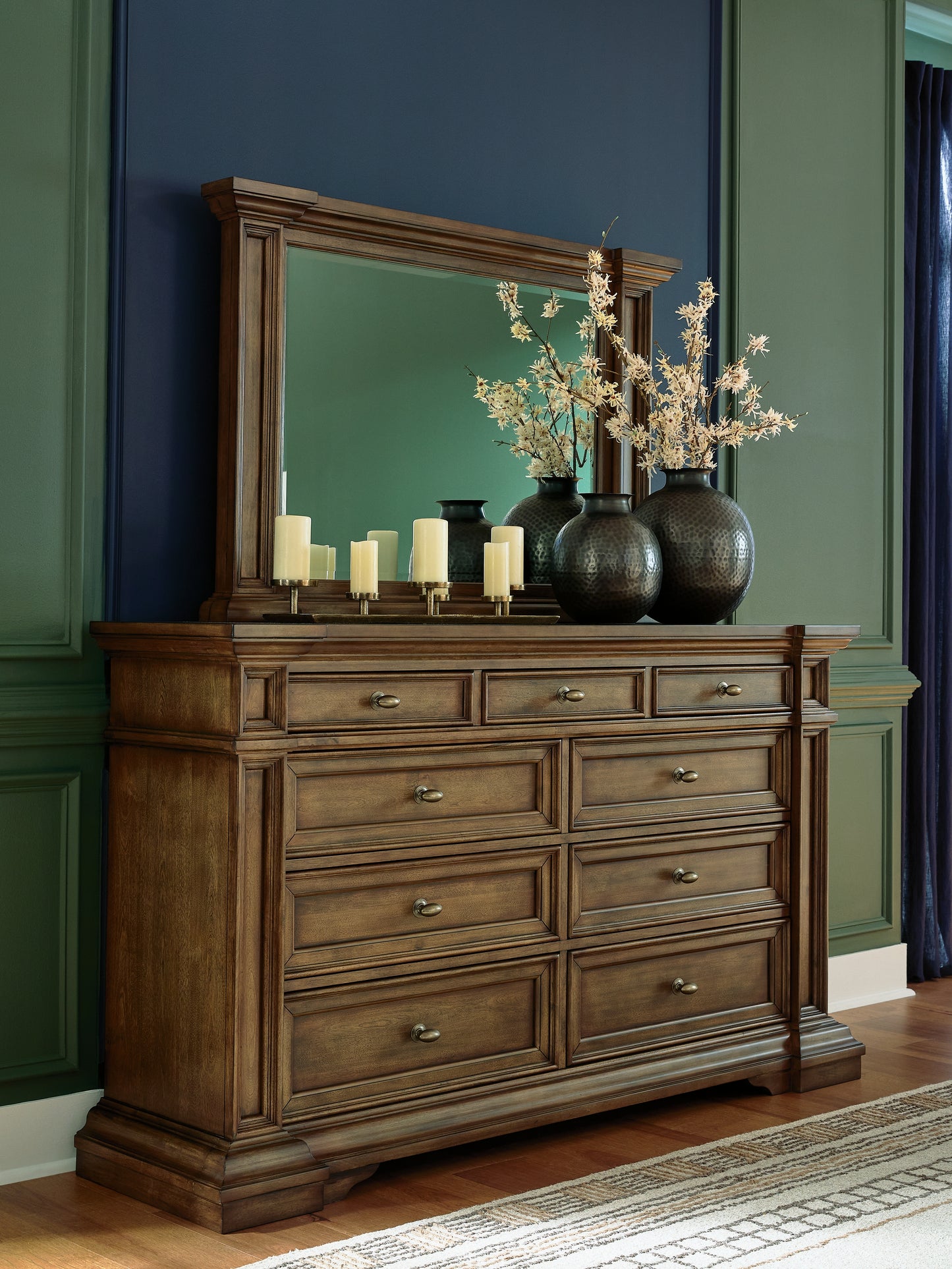 Myers Furniture Outlet - Ashley Furniture - Frantanna Bedroom - Dresser and Mirror / Brown - PCB949B1