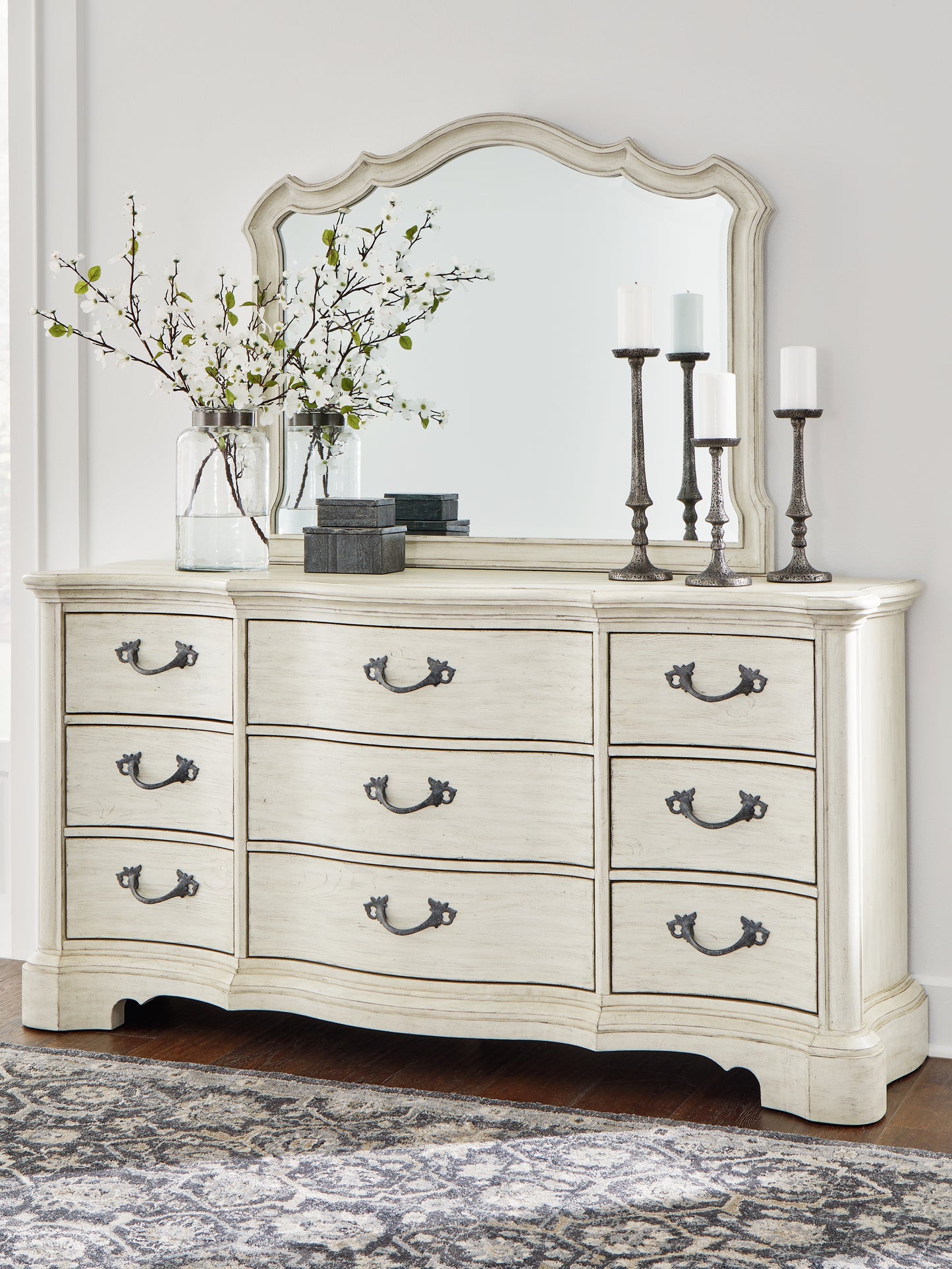 Myers Furniture Outlet - Ashley Furniture - Arlendyne Bedroom - Dresser and Mirror / Antique White - B980B1