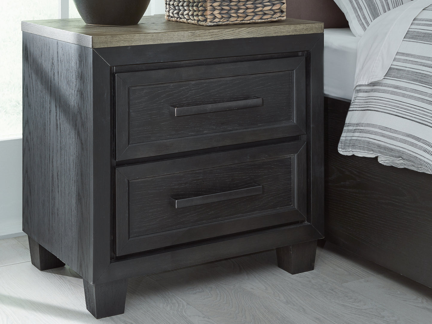 Myers Furniture Outlet - Ashley Furniture - Foyland Bedroom - Two Drawer Night Stand / Black/Brown - B989-92