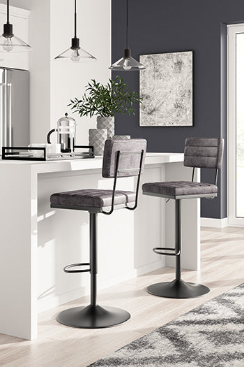 Myers Furniture Outlet - Ashley Furniture - Strumford Dining Room - Bar Height Bar Stool (Set of 2) / Gray/Black - D119-630X2