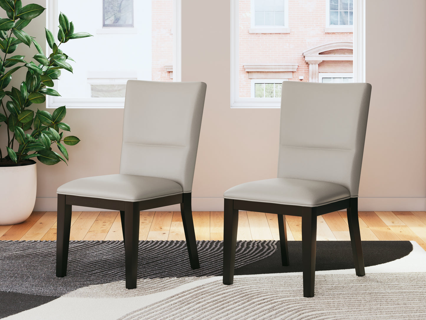Myers Furniture Outlet - Ashley Furniture - Glinari Dining Room - Dining Chair (Set of 2) / Taupe/Black - D476-01X2