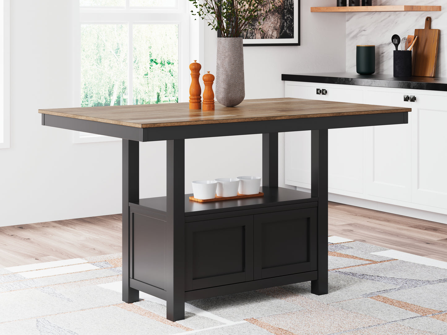 Myers Furniture Outlet - Ashley Furniture - Wildenauer Dining Room - RECT Dining Room Counter Table / Brown/Black / 60"W x 38"D x 36"H - D634-13