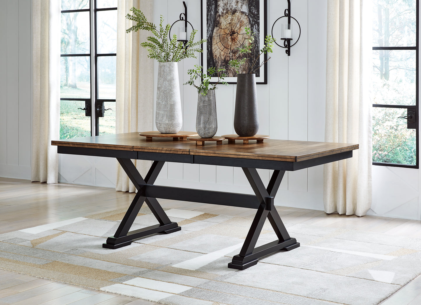 Myers Furniture Outlet - Ashley Furniture - Wildenauer Dining Room - RECT Dining Room EXT Table / Brown/Black / 40"W x 78"D x 30"H - D634-35