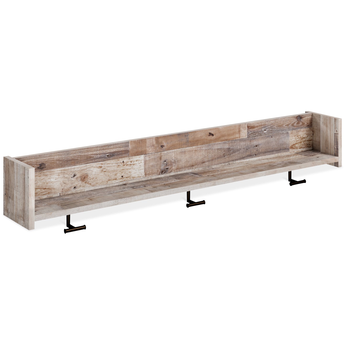 Myers Furniture Outlet - Ashley Furniture - Neilsville Wall Decor - Wall Mounted Coat Rack w/Shelf / Whitewash - EA2320-151