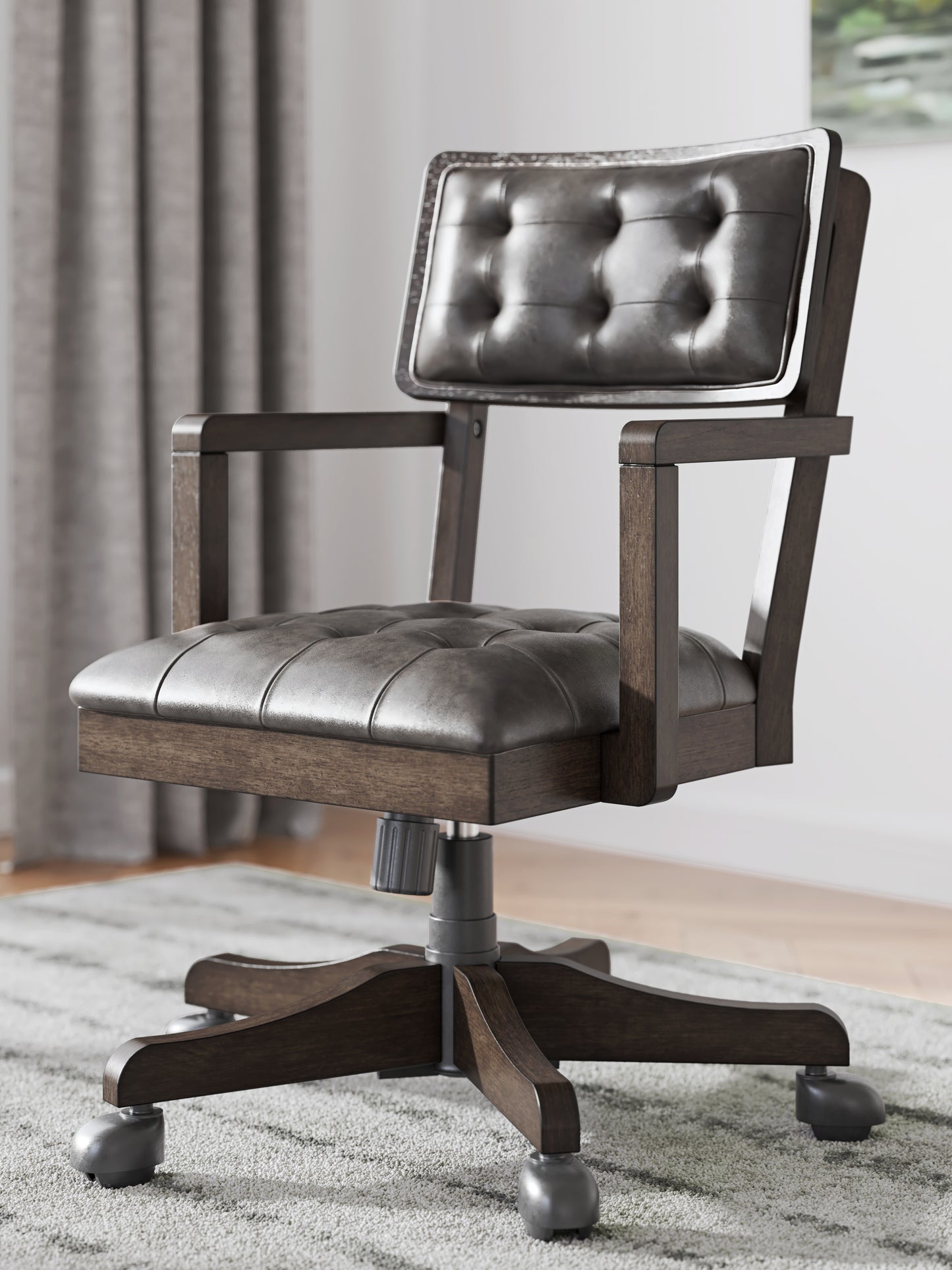 Myers Furniture Outlet - Ashley Furniture - Breckington Desk Chair - Home Office Desk Chair (1/CN) / Dark Brown - H556-01A