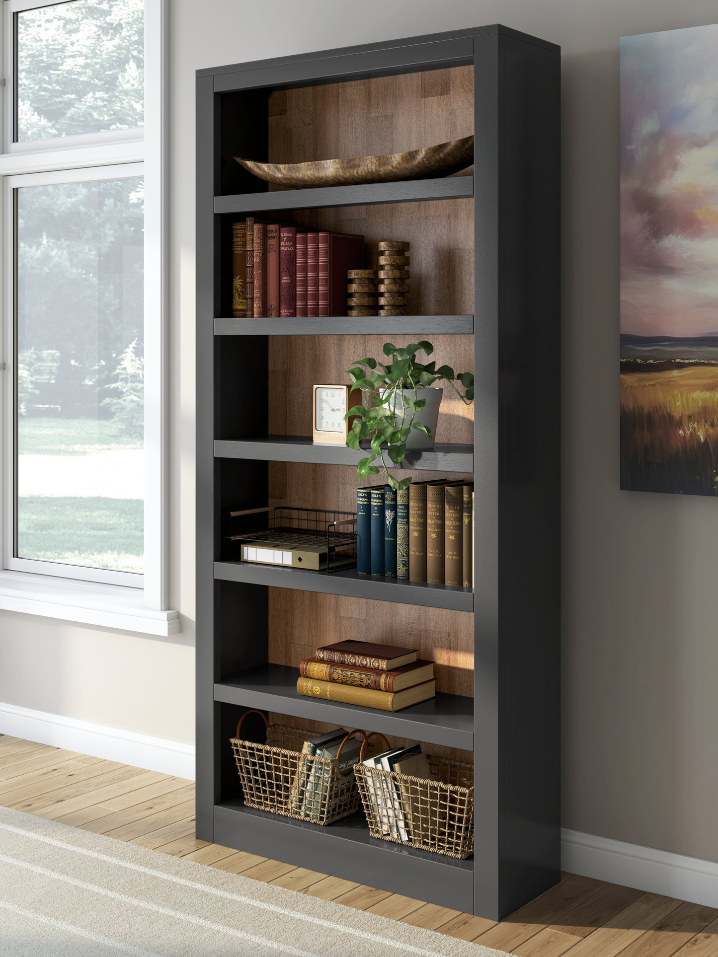 Myers Furniture Outlet - Ashley Furniture - Wildenauer Bookcase - Bookcase / Brown/Black - H664-70