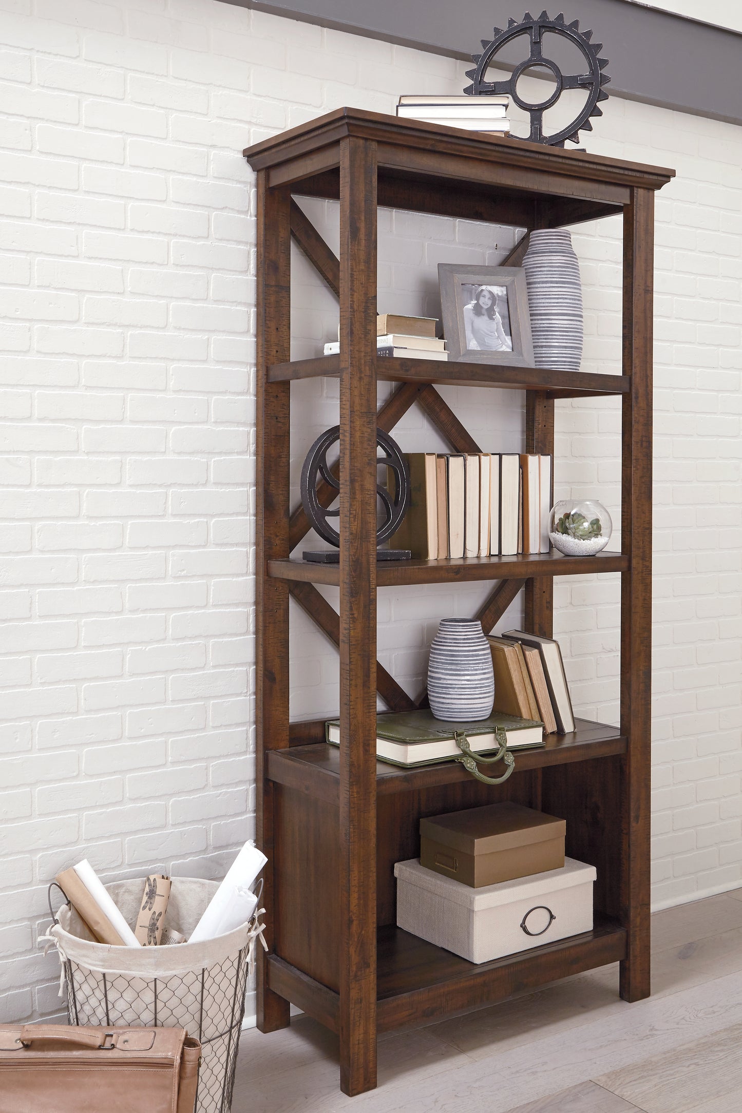 Myers Furniture Outlet - Ashley Furniture - Baldridge Bookcase - Large Bookcase / Rustic Brown - H675-17