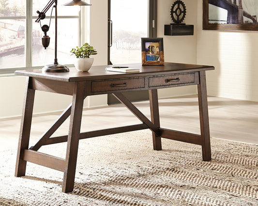 Myers Furniture Outlet - Ashley Furniture - Baldridge Office Desk - Home Office Large Leg Desk / Rustic Brown - H675-44