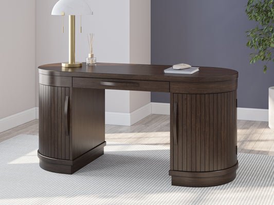 Myers Furniture Outlet - Ashley Furniture - Korestone Office Desk - Home Office Desk / Warm Brown - H687-27