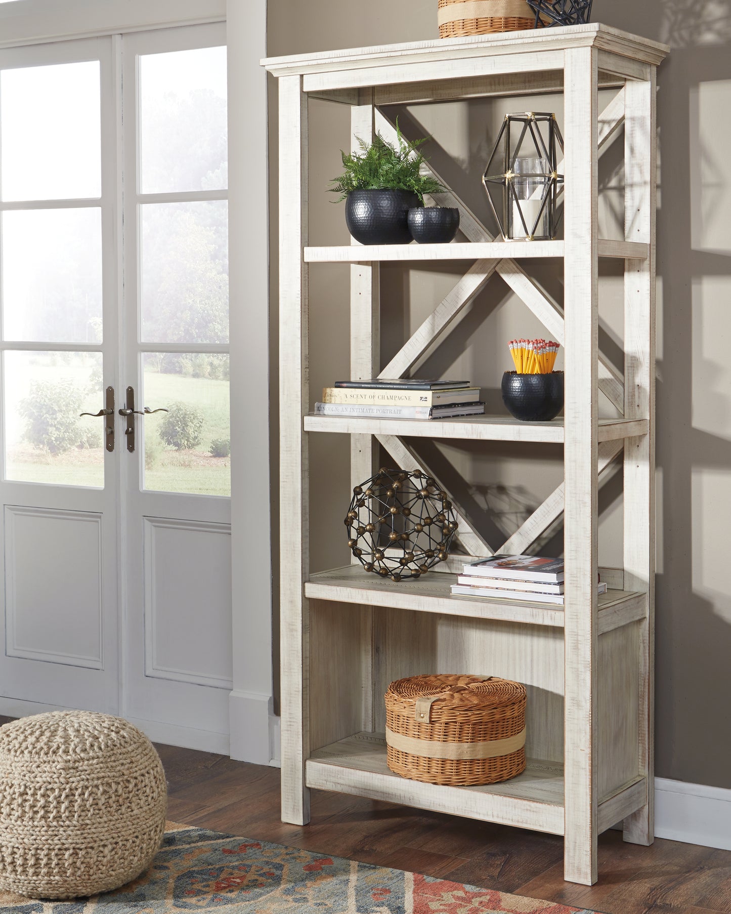 Myers Furniture Outlet - Ashley Furniture - Carynhurst Bookcase - Large Bookcase / Whitewash - H755-17