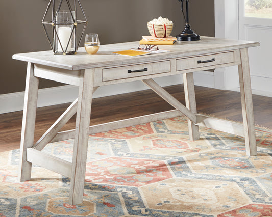 Myers Furniture Outlet - Ashley Furniture - Carynhurst Office Desk - Home Office Large Leg Desk / Whitewash - H755-44