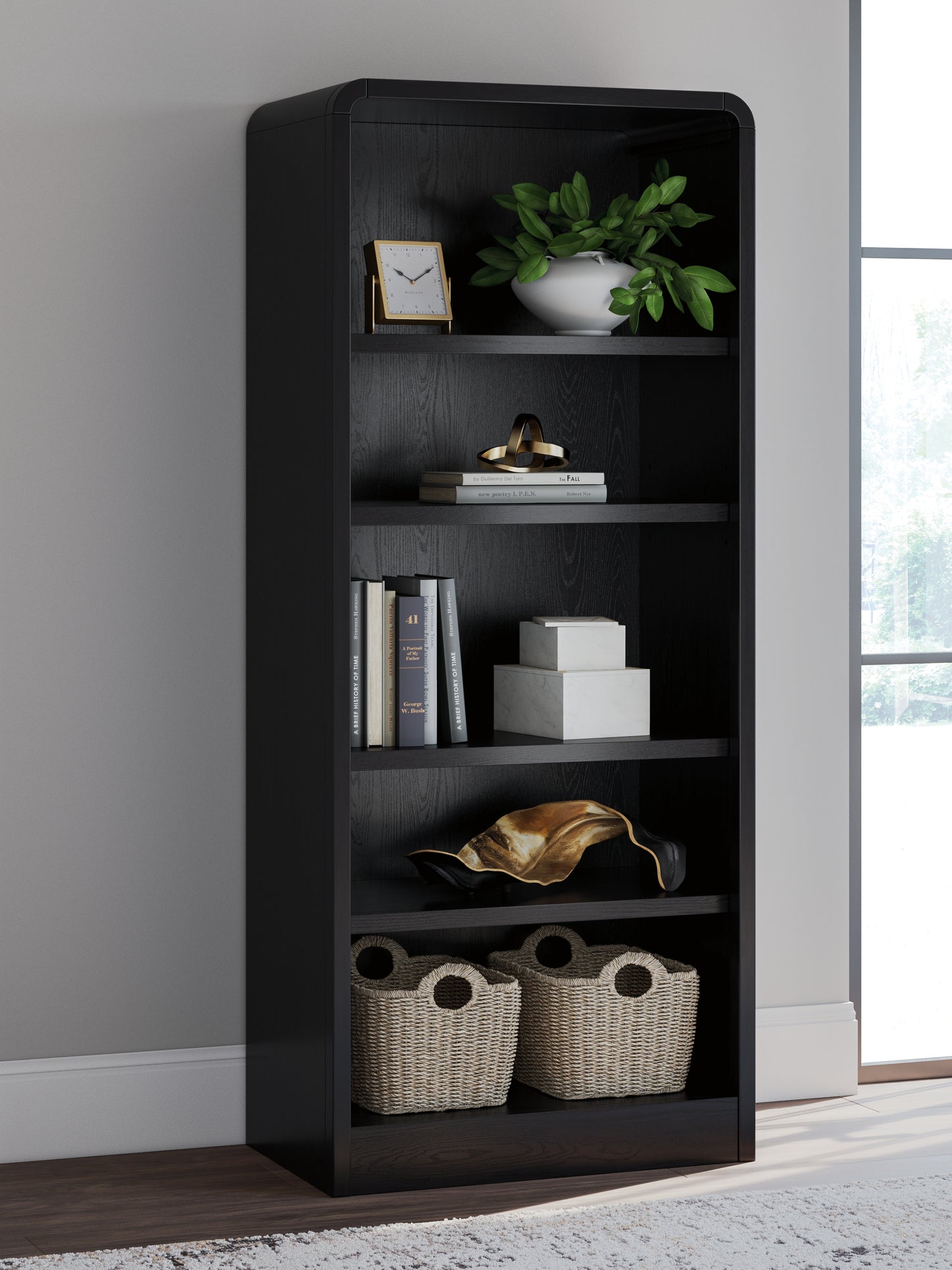 Myers Furniture Outlet - Ashley Furniture - Rowanbeck Bookcase - Large Bookcase / Black - H821-17