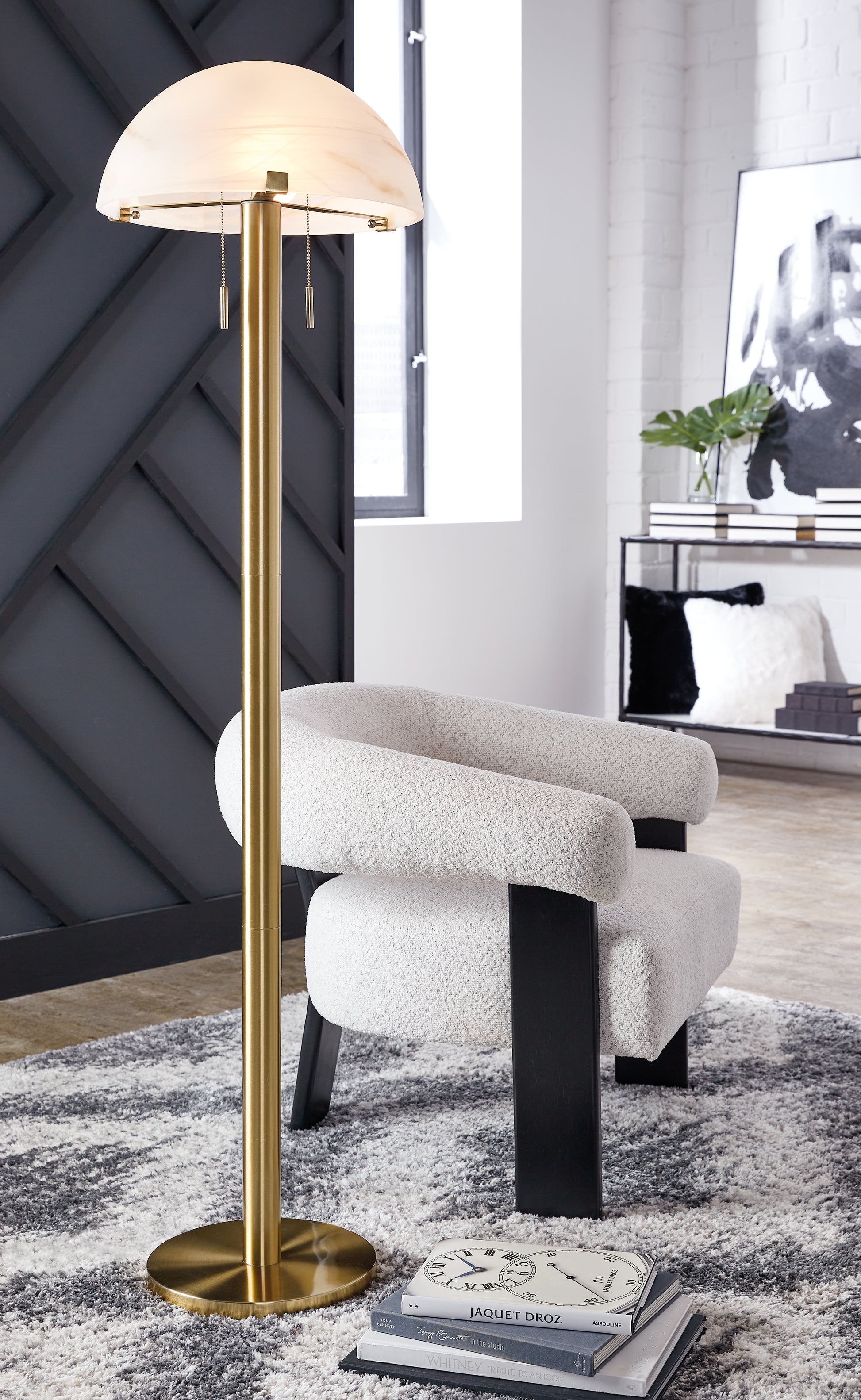 Myers Furniture Outlet - Ashley Furniture - Tobbinsen Lighting - Metal Floor Lamp (1/CN) / Brass Finish - L208421
