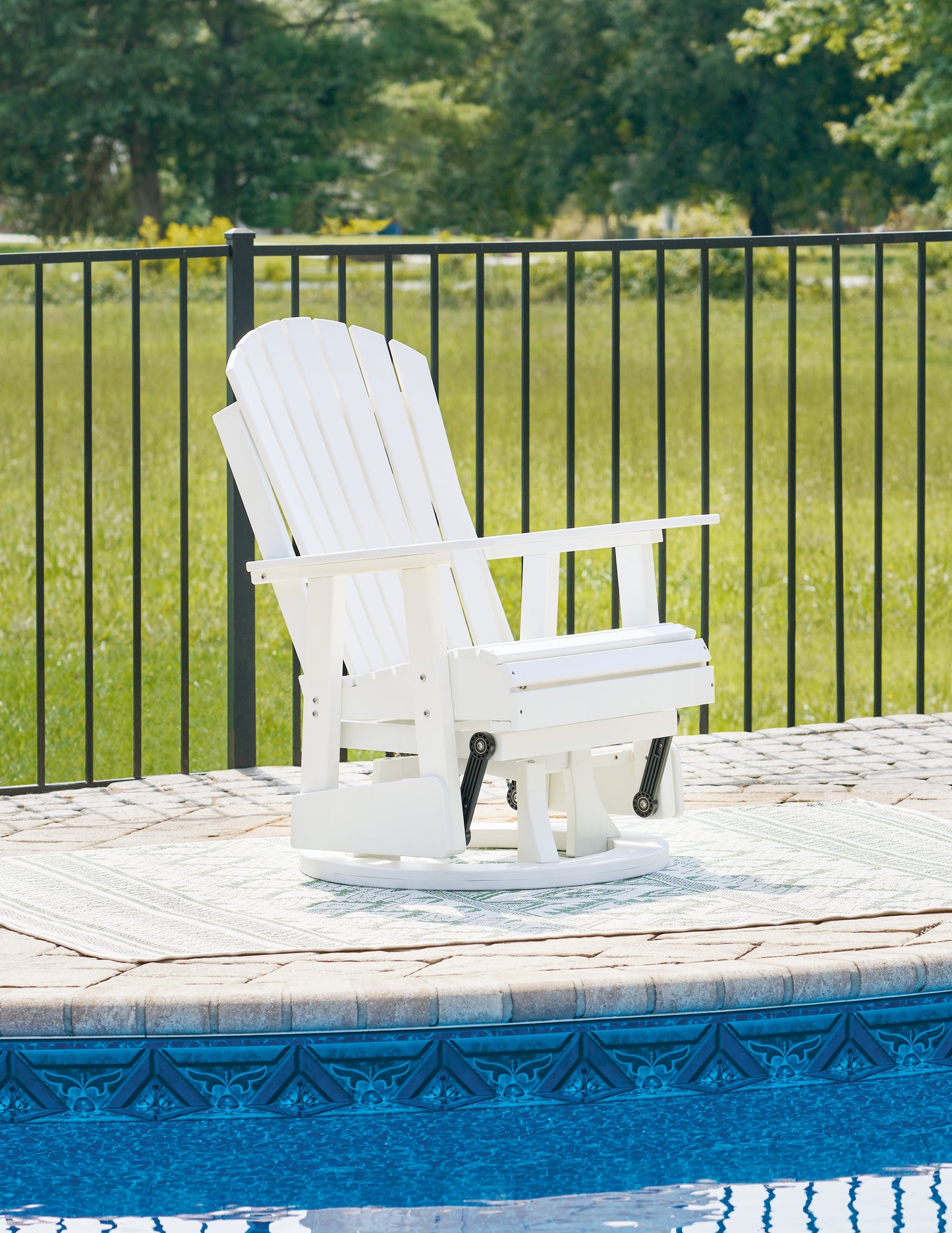 Myers Furniture Outlet - Ashley Furniture - Hyland wave Outdoor - Swivel Glider Chair / White - P111-820