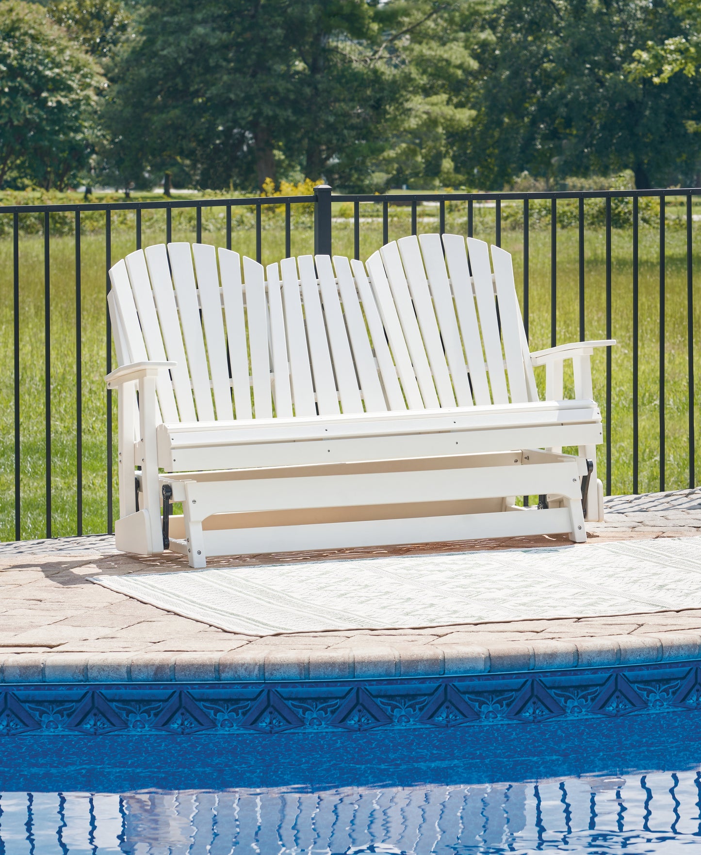 Myers Furniture Outlet - Ashley Furniture - Hyland wave Outdoor - Glider Loveseat / White - P111-835