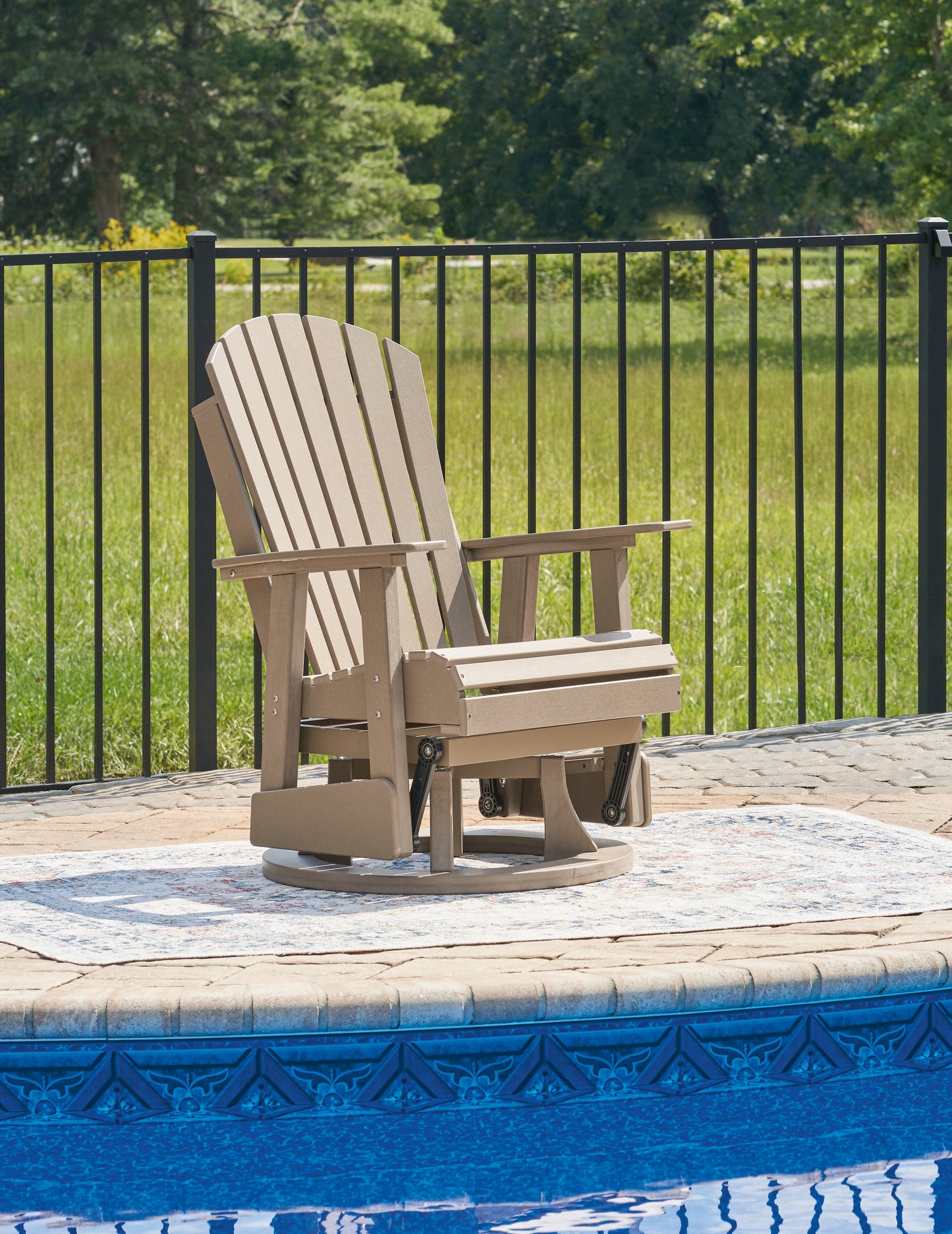 Myers Furniture Outlet - Ashley Furniture - Hyland wave Outdoor - Swivel Glider Chair / Driftwood - P114-820