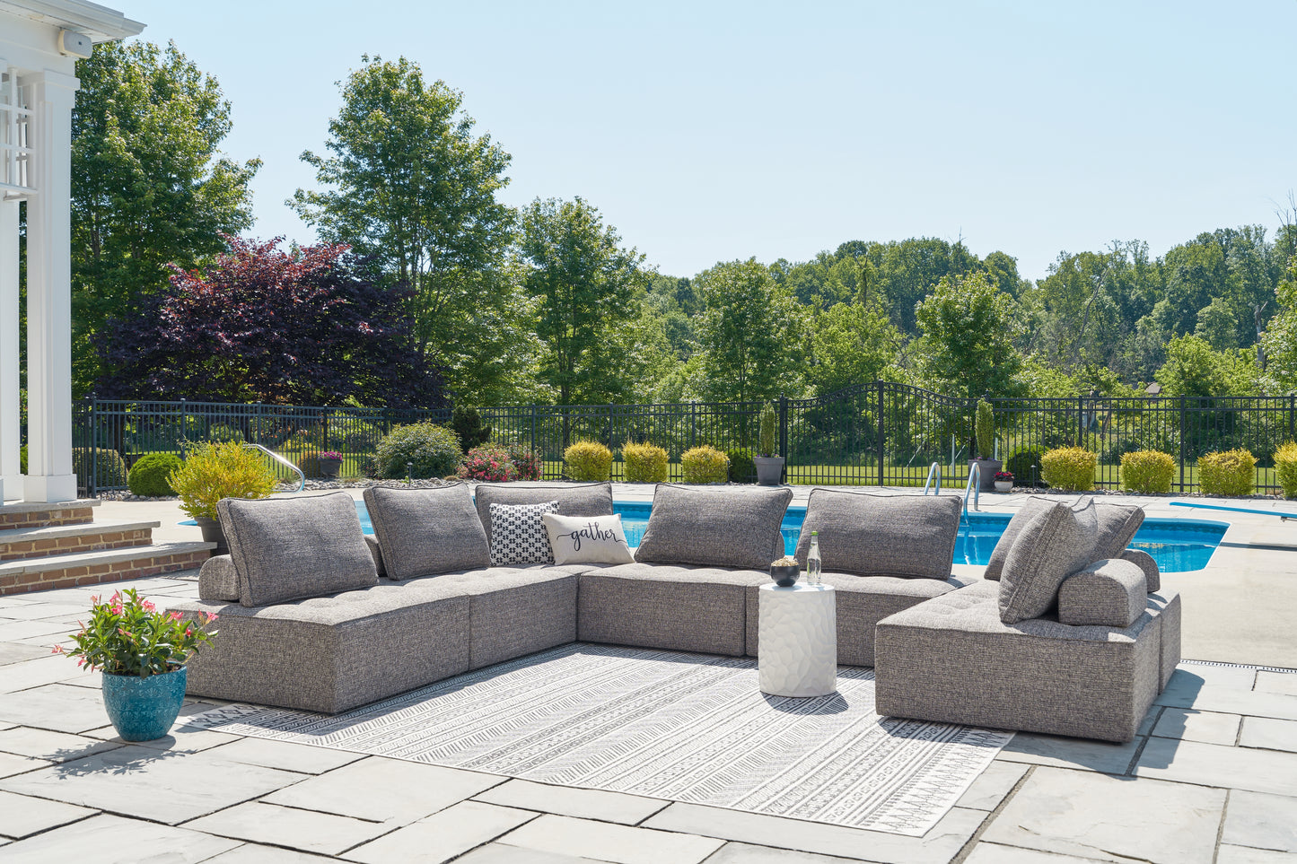 Myers Furniture Outlet - Ashley Furniture - Bree Zee Outdoor - 7-Piece Outdoor Sectional / Brown - P160P2