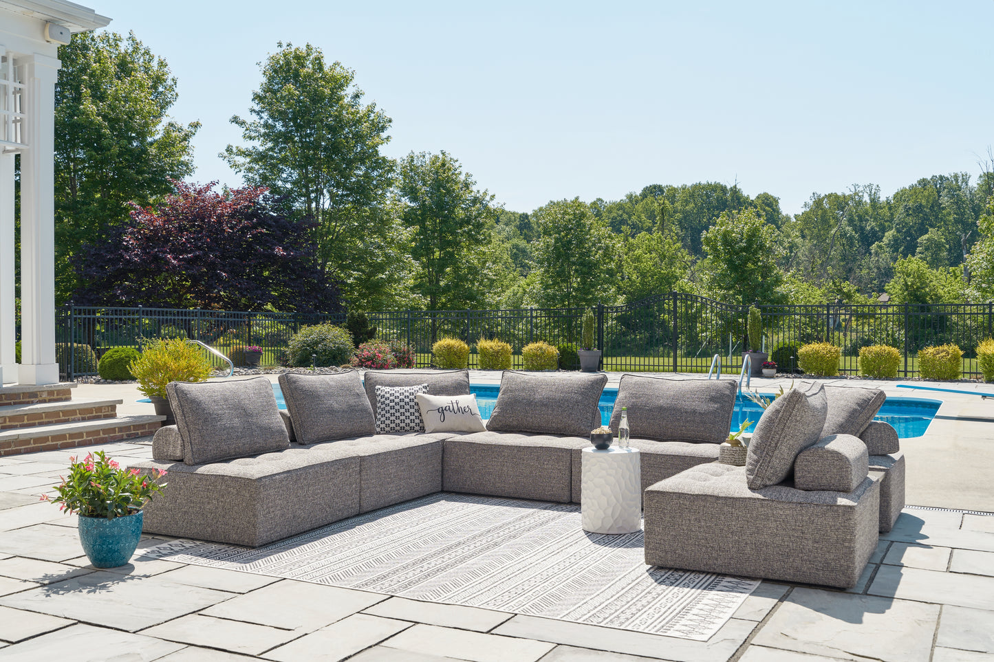 Myers Furniture Outlet - Ashley Furniture - Bree Zee Outdoor - 8-Piece Outdoor Sectional / Brown - P160P6