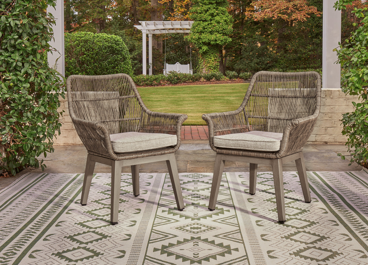 Myers Furniture Outlet - Ashley Furniture - Beach Front Outdoor - Arm Chair With Cushion (Set of 2) / Beige - P399-601A