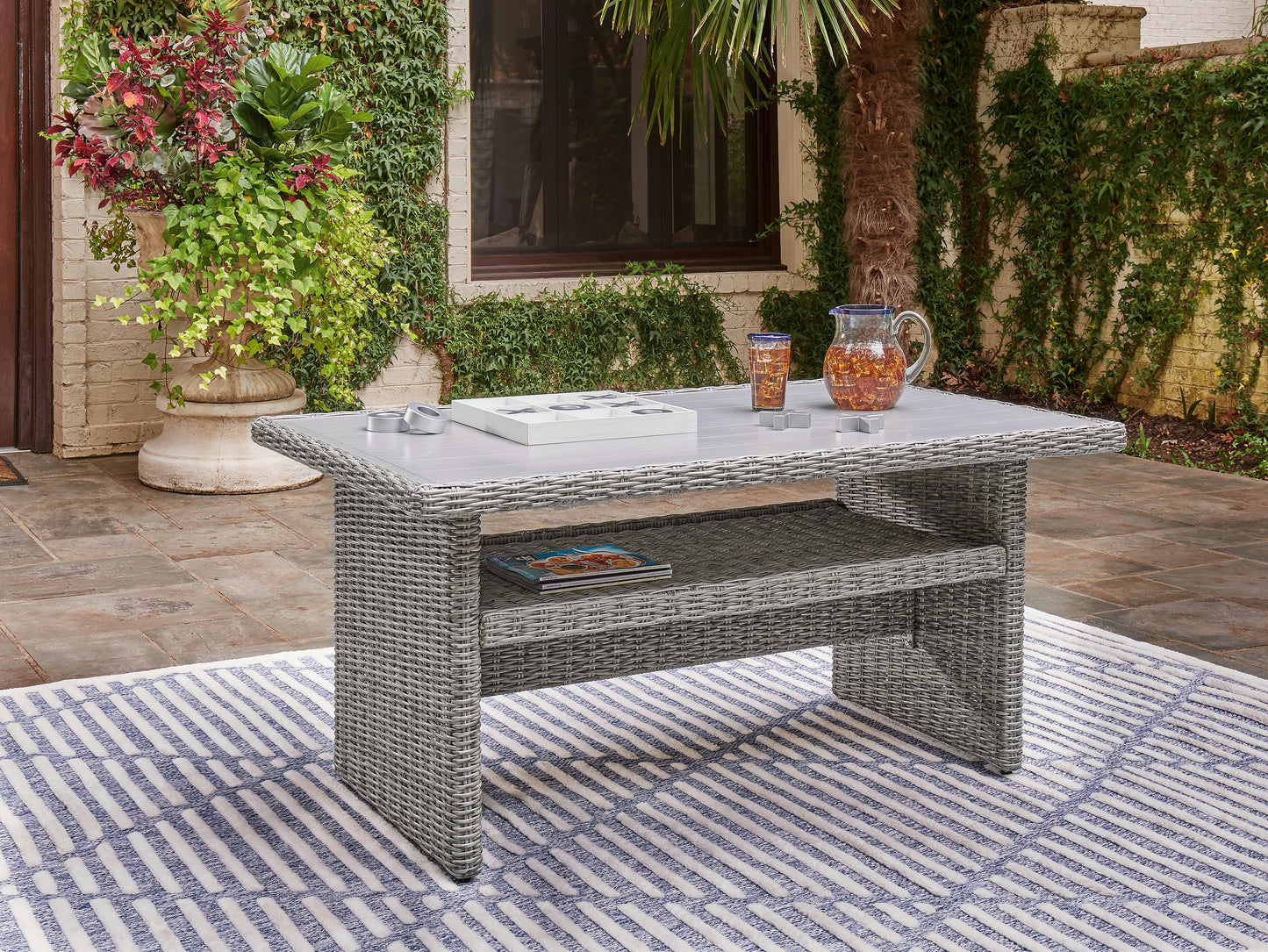 Myers Furniture Outlet - Ashley Furniture - Naples Beach Outdoor - RECT Multi-Use Table / Light Gray - P439-625