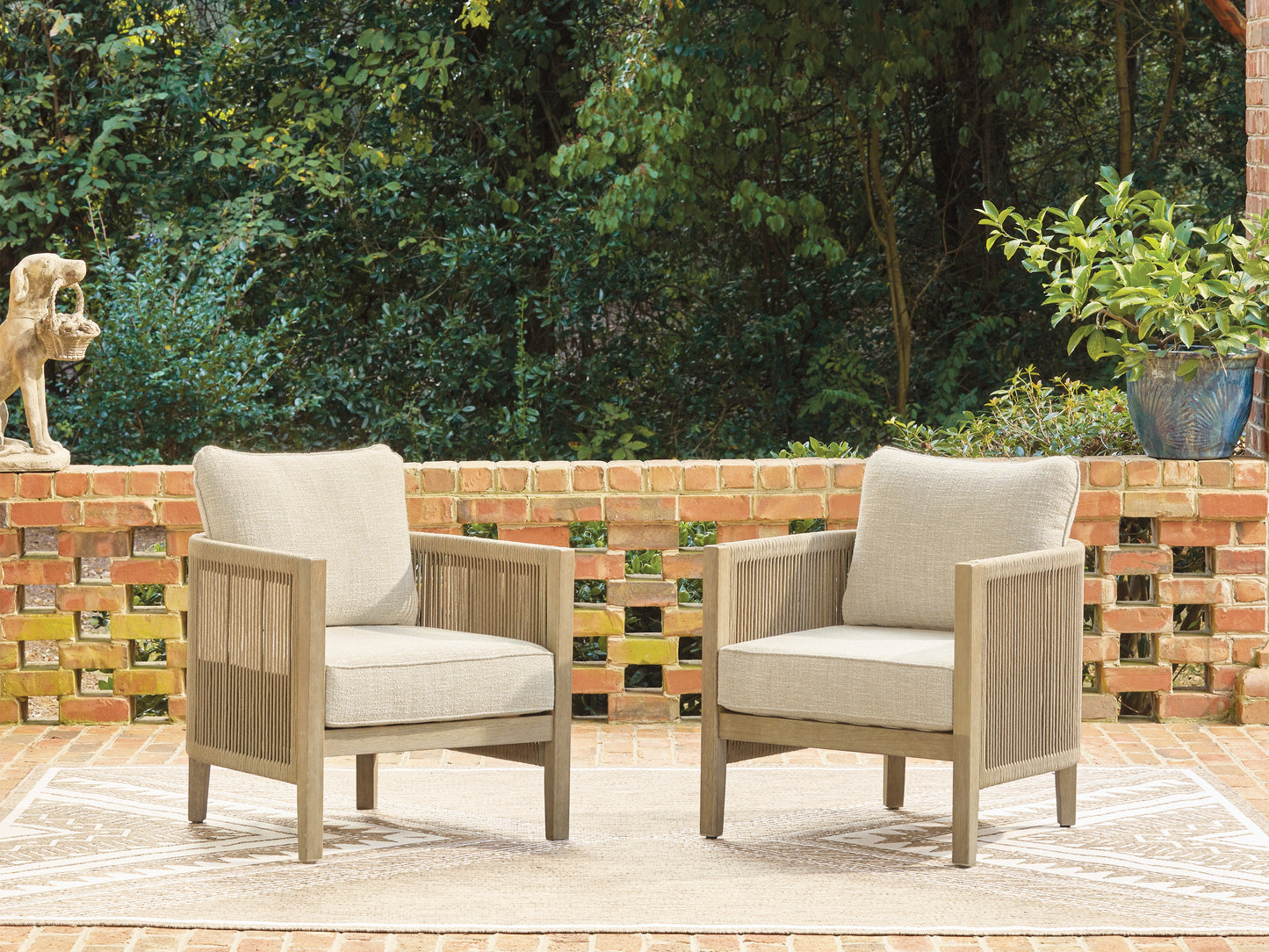 Myers Furniture Outlet - Ashley Furniture - Spooners Cove Outdoor - Lounge Chair w/Cushion (Set of 2) / Beige - PCP469-820