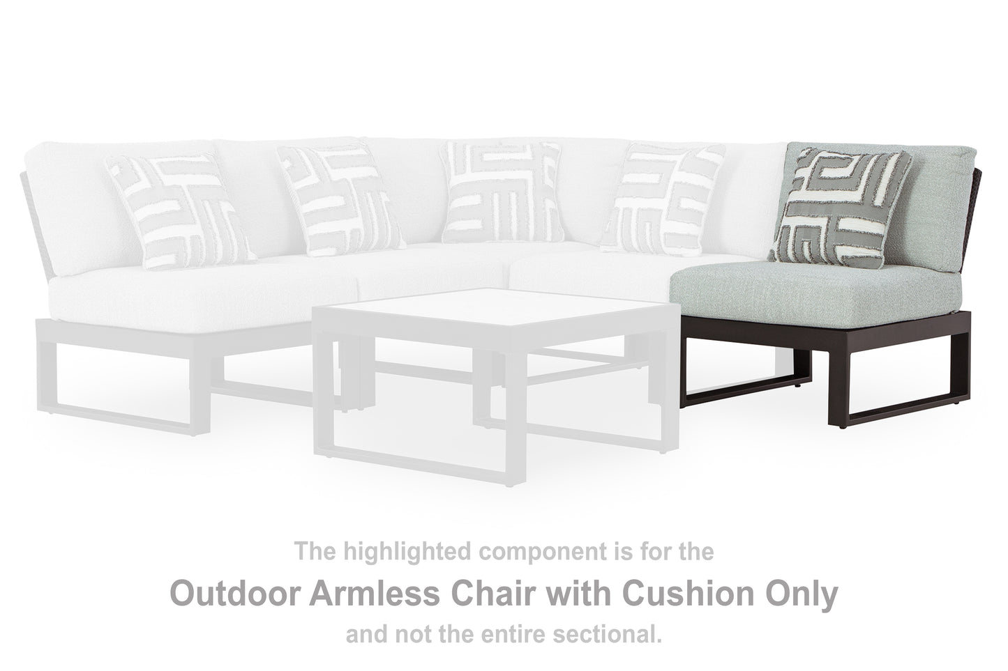 Myers Furniture Outlet - Ashley Furniture - Beachloft Outdoor - Armless Chair w/Cushion / Black/Gray - P490-846