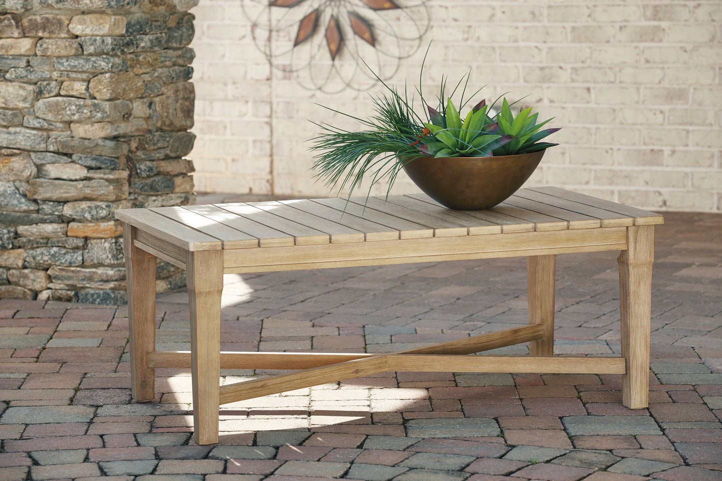 Myers Furniture Outlet - Ashley Furniture - Carter Hall Outdoor - Rectangular Cocktail Table / Beige - P601-701