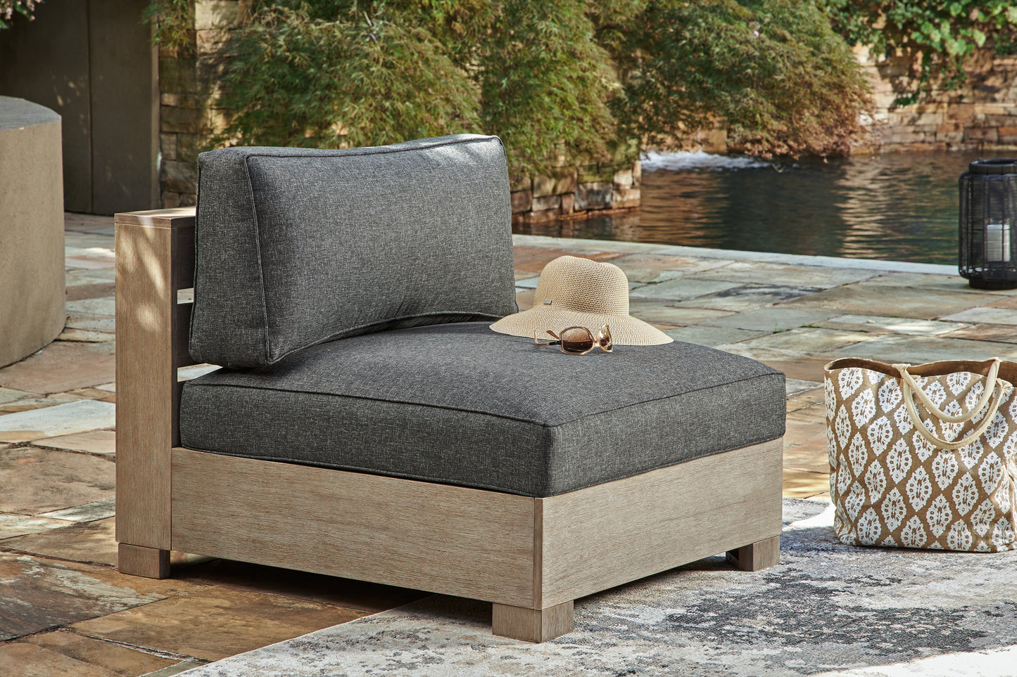 Myers Furniture Outlet - Ashley Furniture - Citrine Park Outdoor - Armless Chair w/Cushion (1/CN) / Brown/Charcoal - P660-846