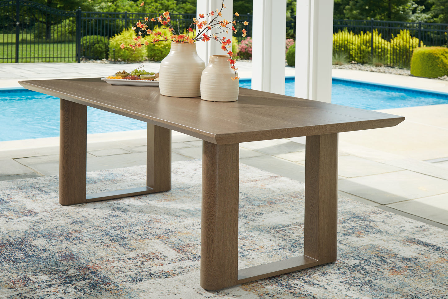 Myers Furniture Outlet - Ashley Furniture - Serene Bay Outdoor - RECT Dining Table w/UMB OPT / Dark Brown - P671-625