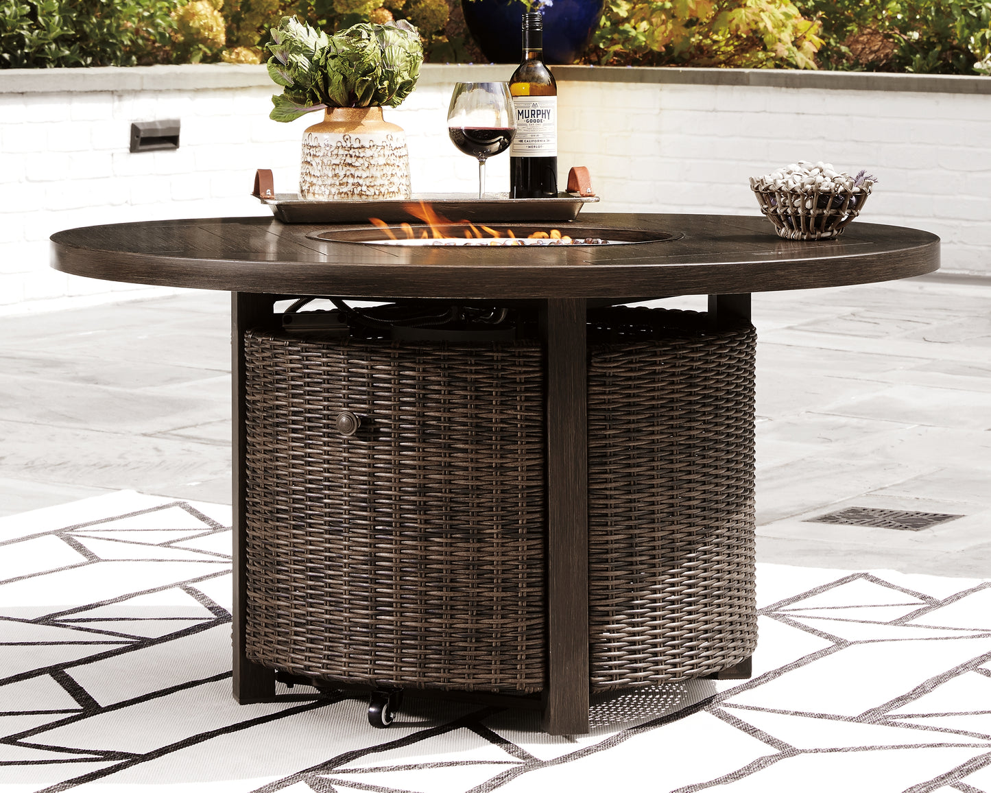Myers Furniture Outlet - Ashley Furniture - Paradise Trail Outdoor - Round Fire Pit Table / Medium Brown - P750-776