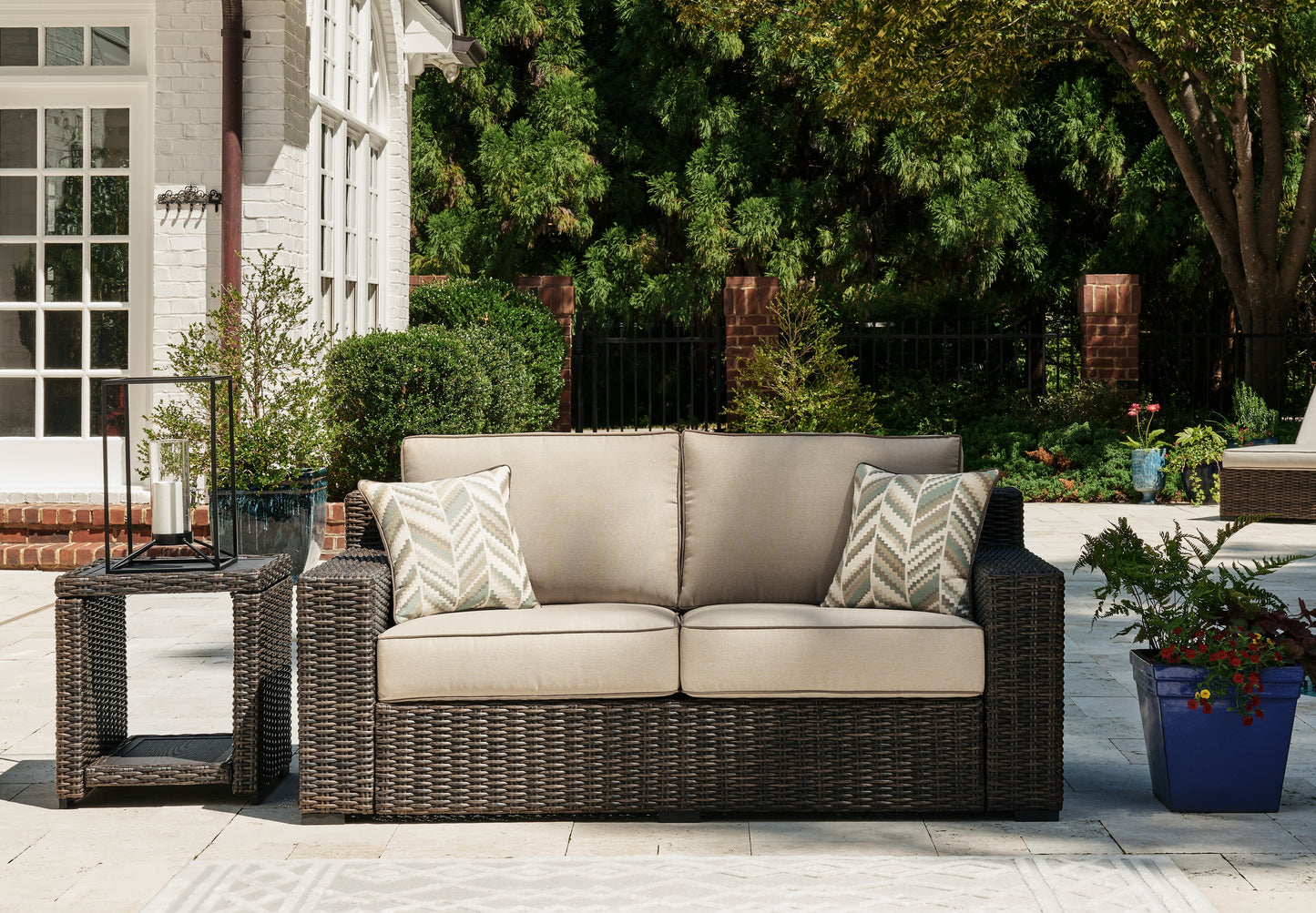 Myers Furniture Outlet - Ashley Furniture - Coastline Bay Outdoor - Loveseat w/Cushion / Brown - P784-835