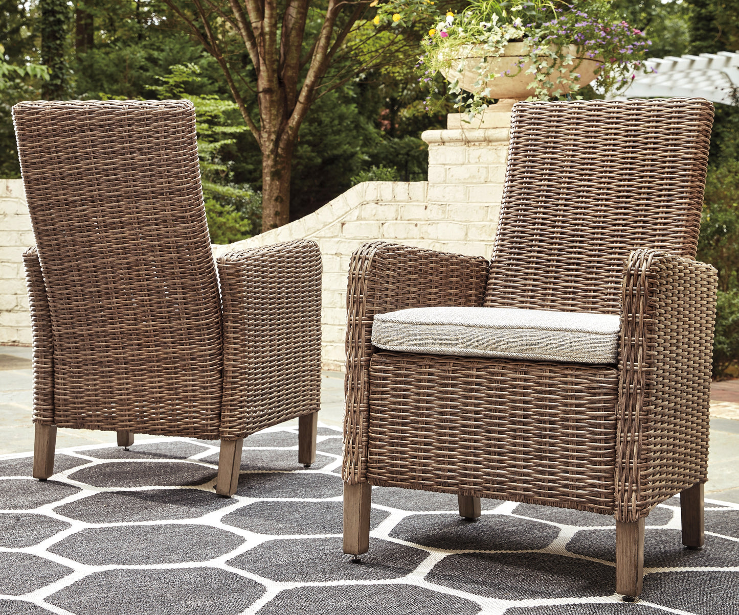 Myers Furniture Outlet - Ashley Furniture - Beachcroft Outdoor - Arm Chair With Cushion (Set of 2) / Beige - P791-601A