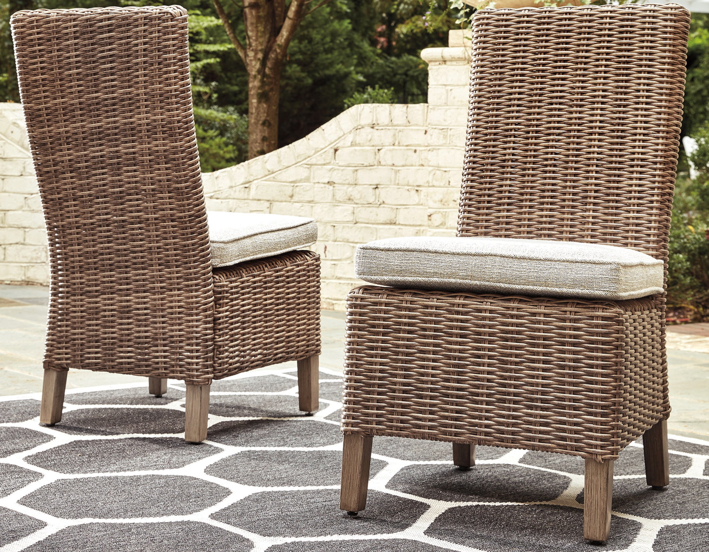Myers Furniture Outlet - Ashley Furniture - Beachcroft Outdoor - Side Chair with Cushion (Set of 2) / Beige - P791-601