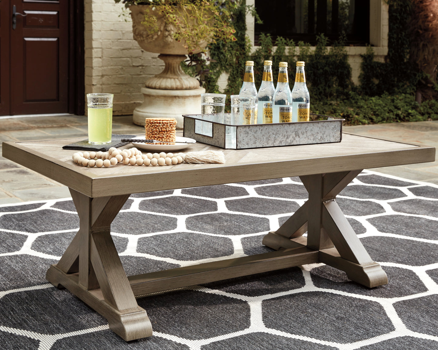 Myers Furniture Outlet - Ashley Furniture - Beachcroft Outdoor - Rectangular Cocktail Table / Beige - P791-701