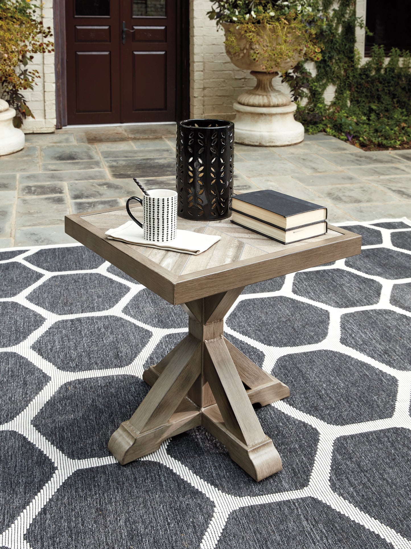 Myers Furniture Outlet - Ashley Furniture - Beachcroft Outdoor - Square End Table / Beige - P791-702