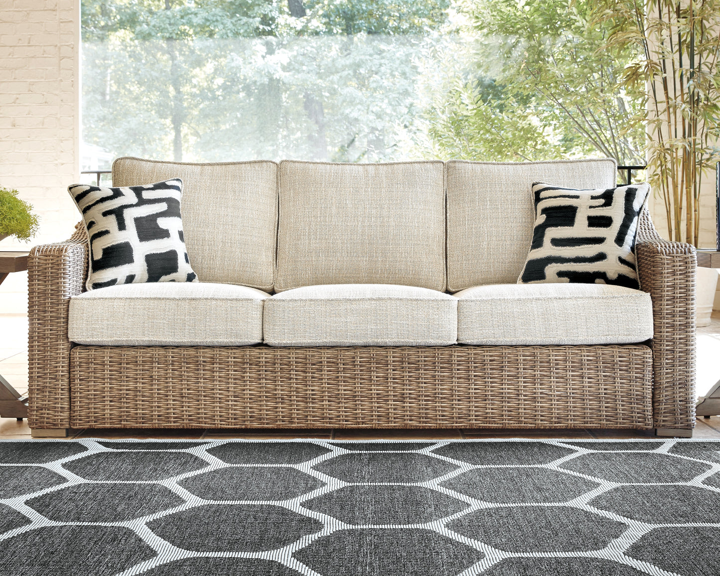 Myers Furniture Outlet - Ashley Furniture - Beachcroft Outdoor - Sofa with Cushion / Beige - P791-838