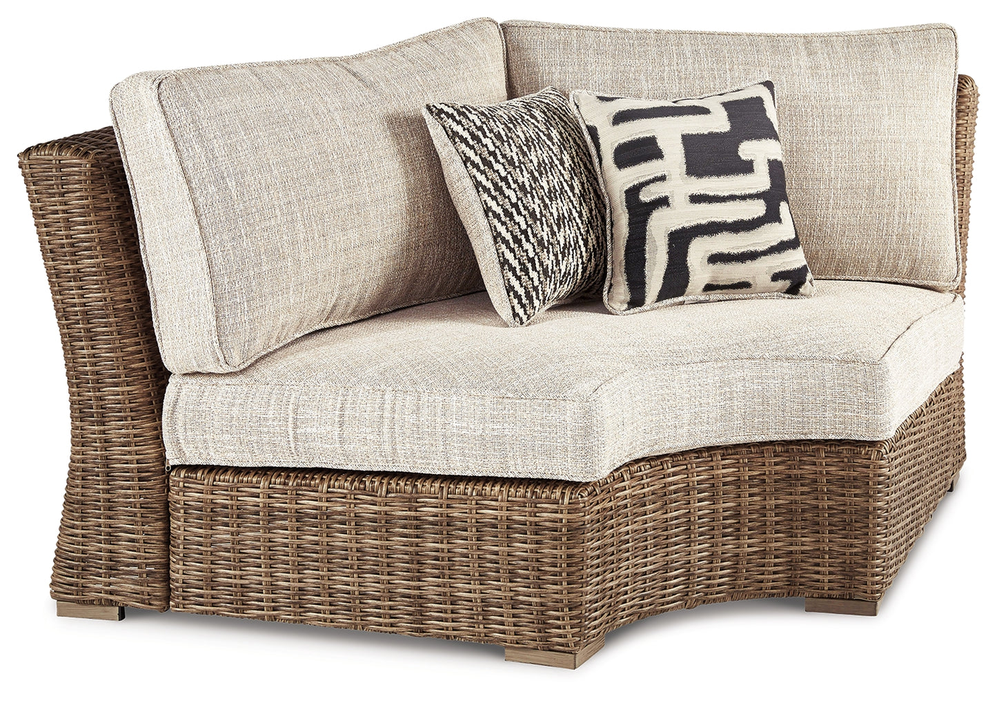 Myers Furniture Outlet - Ashley Furniture - Beachcroft Outdoor - Curved Corner Chair w/Cushion / Beige - P791-851