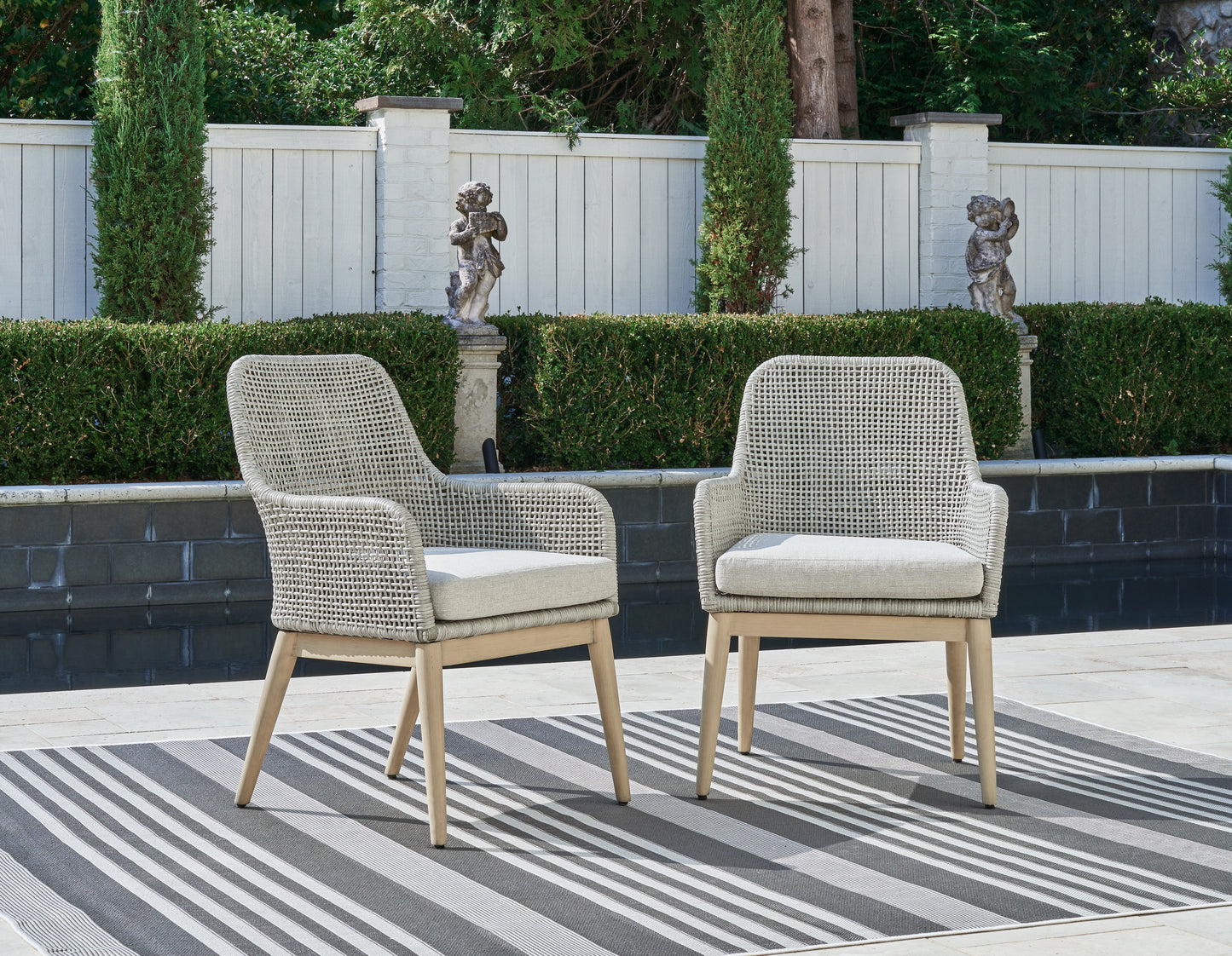 Myers Furniture Outlet - Ashley Furniture - Seton Creek Outdoor - Arm Chair With Cushion (Set of 2) / Gray - P798-601A