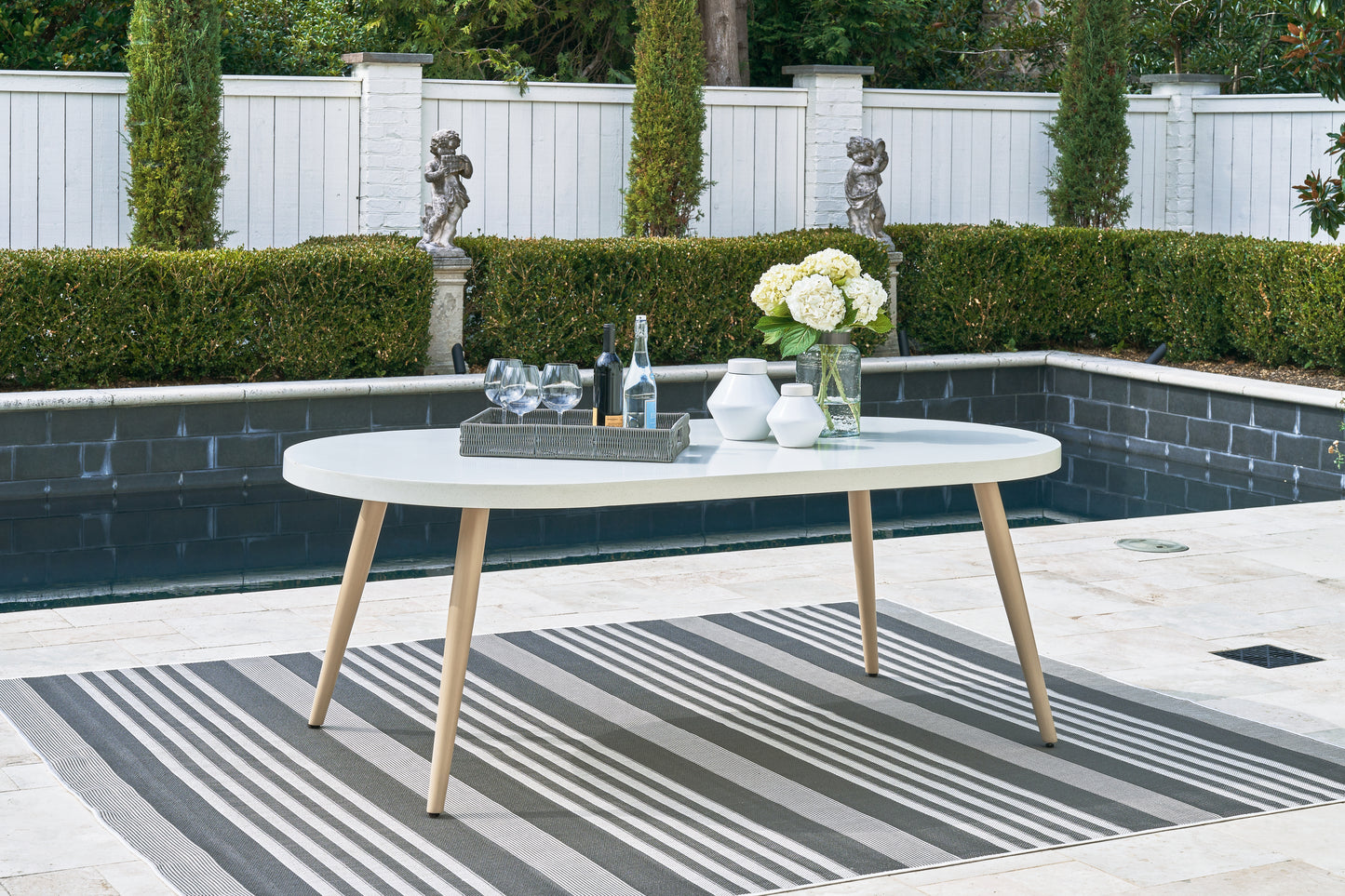 Myers Furniture Outlet - Ashley Furniture - Seton Creek Outdoor - Oval Dining Table w/UMB OPT / White - P798-625