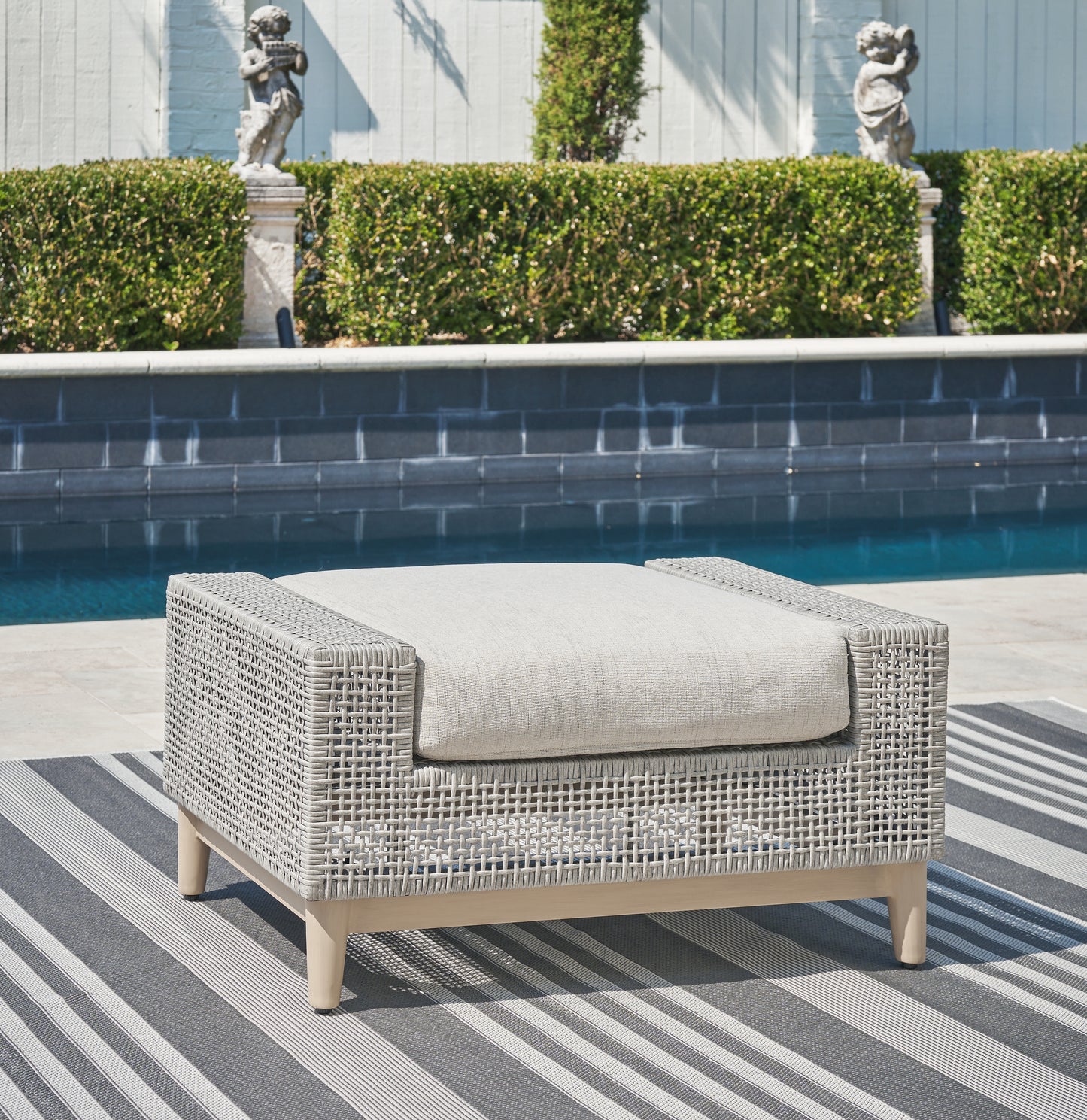 Myers Furniture Outlet - Ashley Furniture - Seton Creek Outdoor - Ottoman with Cushion / Gray - P798-814