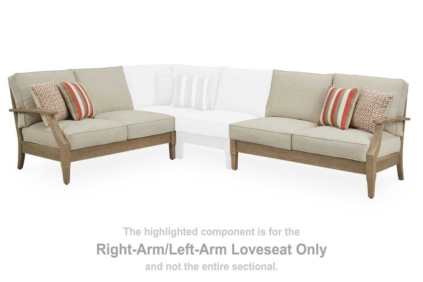 Myers Furniture Outlet - Ashley Furniture - Clare View Outdoor - RAF/LAF Loveseat w/CUSH (Set of 2) / Beige - P801-854
