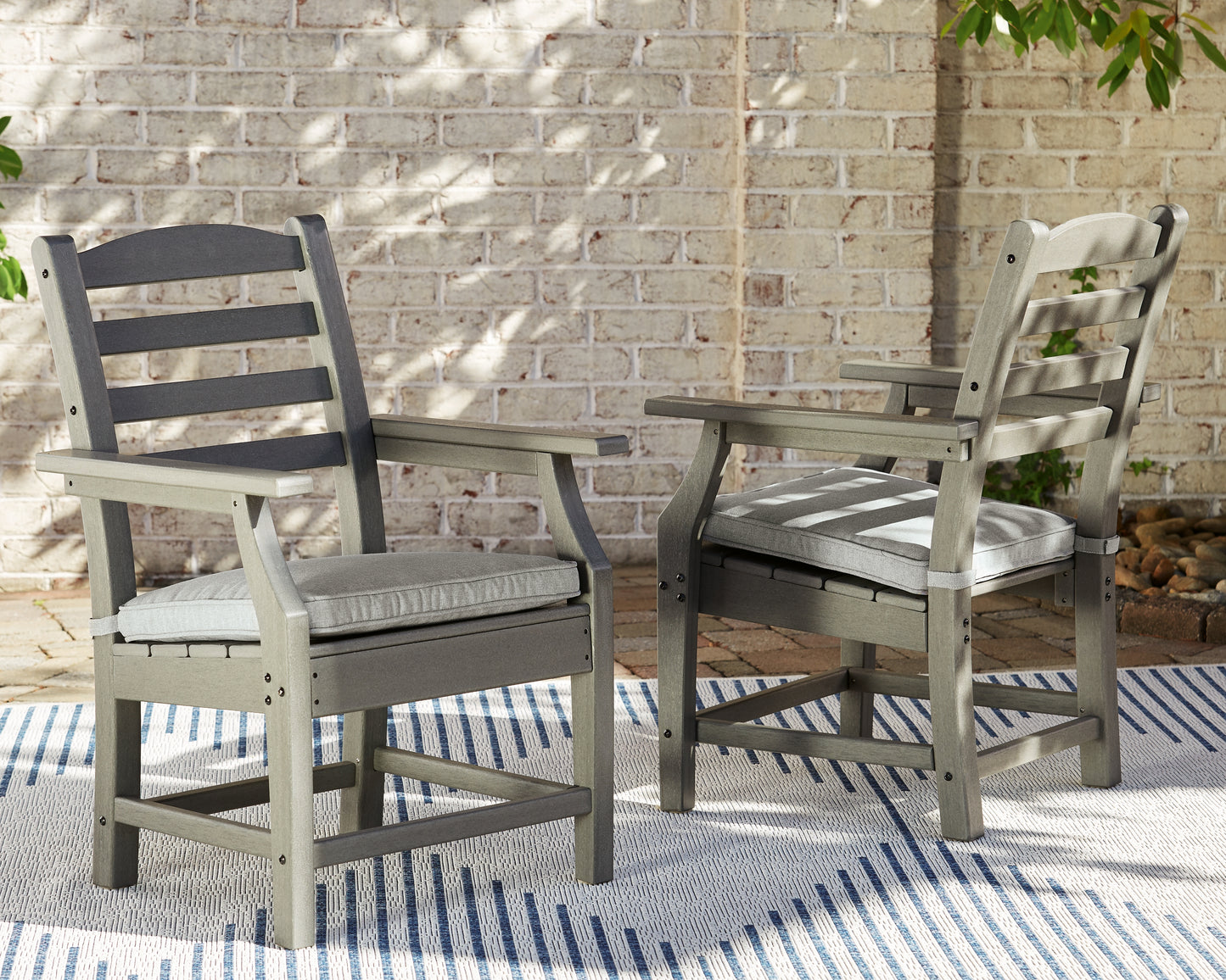Myers Furniture Outlet - Ashley Furniture - Visola Outdoor - Arm Chair With Cushion (Set of 2) / Gray - P802-601A