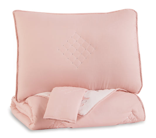 Myers Furniture Outlet - Ashley Furniture - Lexann Full Comforter Set - Full Comforter Set / Pink/White/Gray - Q901003F