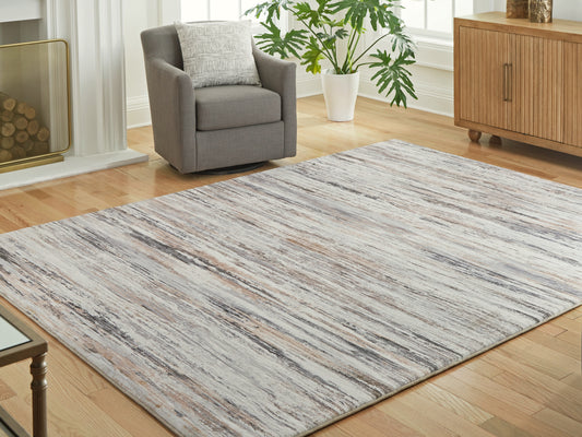 Myers Furniture Outlet - Ashley Furniture - Nace Rug - 7'6" x 9'6" Area Rug / Gray/Brown/White - R407471